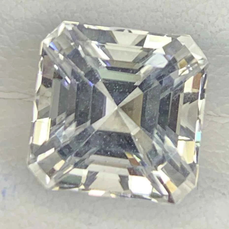 (6.03ct) Natural White Topaz | Eye-Clean Asscher Cut Square | Rare Unheated Sparkle (WAV21)